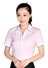 粉紅色撞色短袖襯衣TMCS-003